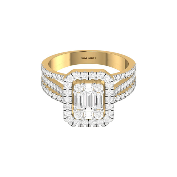 Item | Buy Royal Lovely Emerald Cut Natural Diamond Engagement Ring in 18K Gold | SPOP Enterprise Global